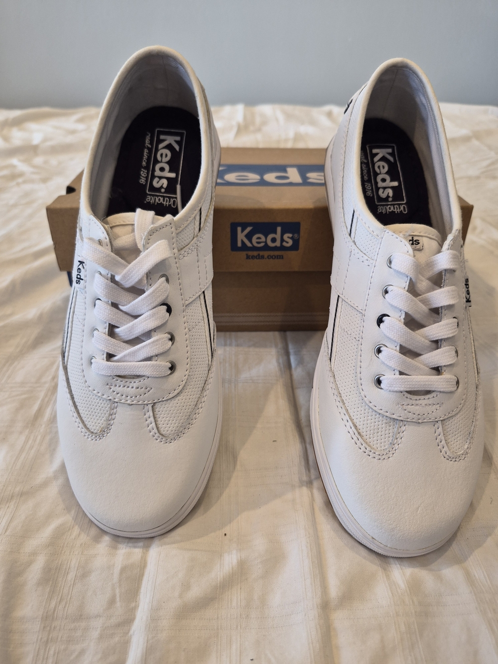 Keds Kids' Classic White Lace-Up Sneakers